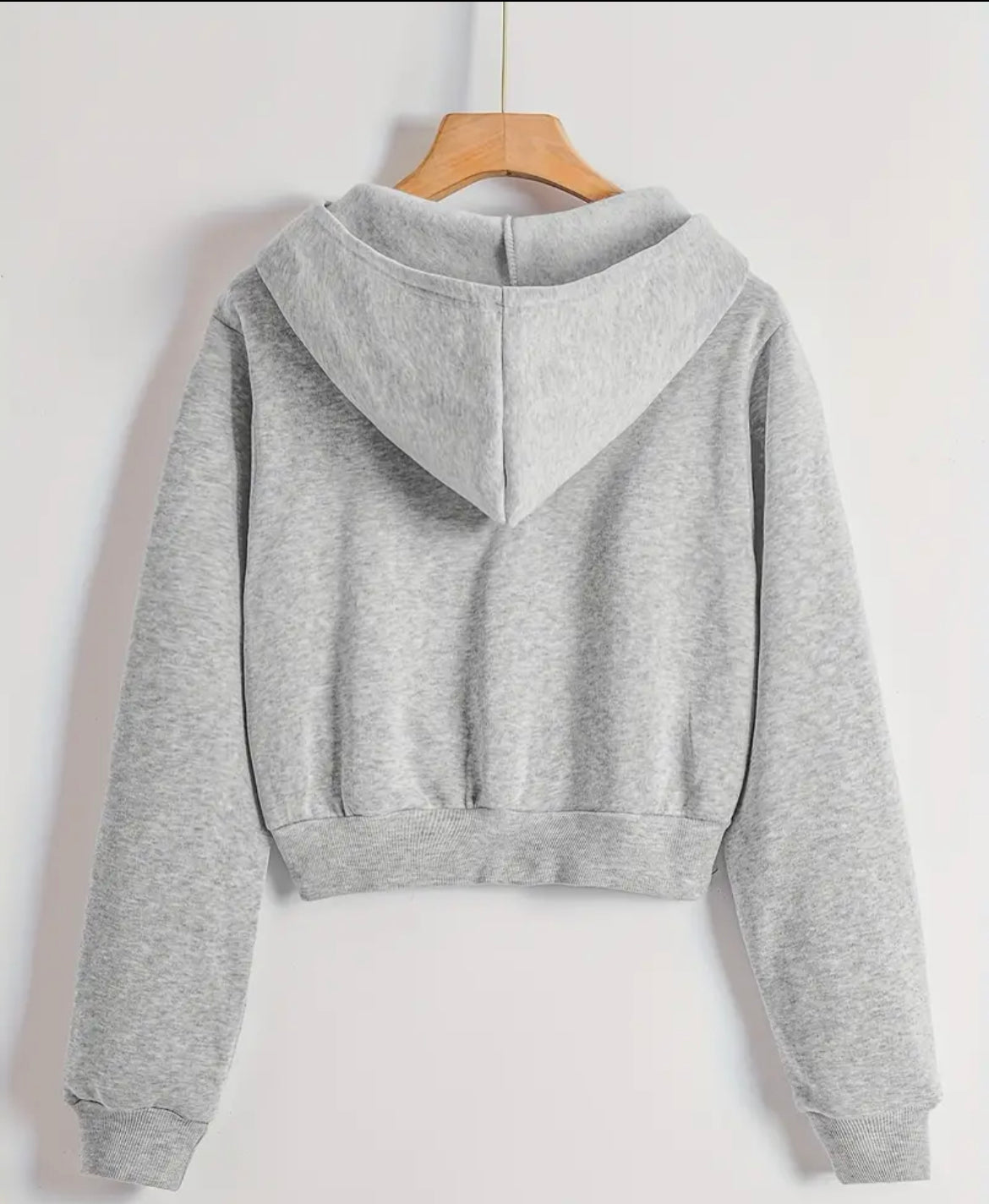 Hush- Gray Zip-Up Crop Hoodie Pink Letters