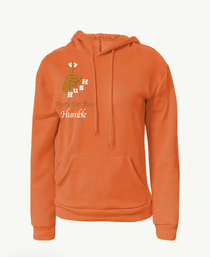 Hush- Orange Hoodie White Letters