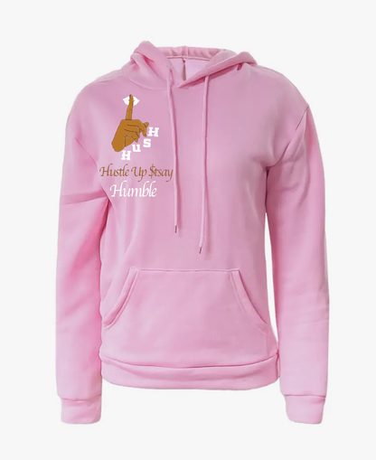 Hush- Pink Hoodie White Letters