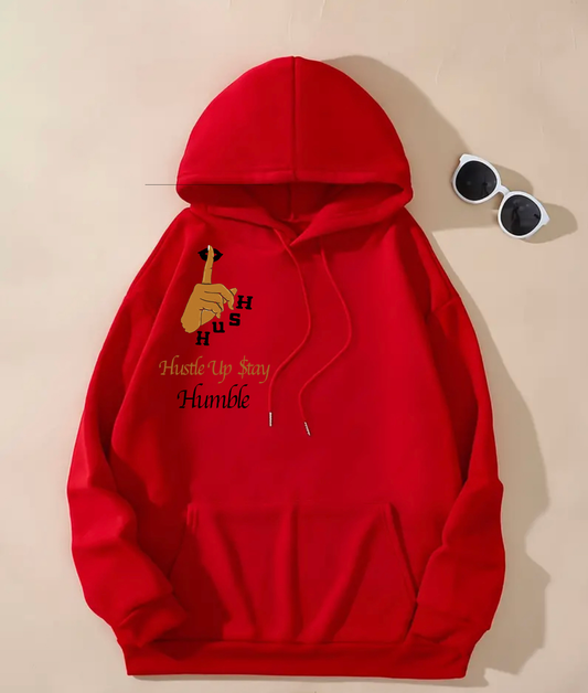 Hush- Red Hoodie Black Letters