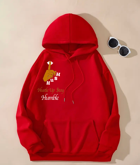 Hush- Red Hoodie White Letters